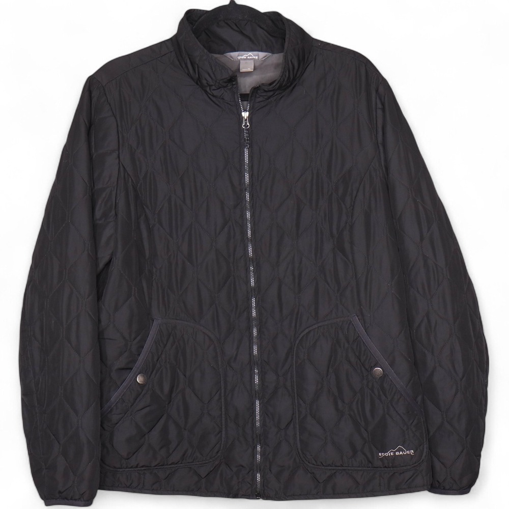 Eddie Bauer Womens Size XL Black Quilted Lightweight Puffer Jacket Coat